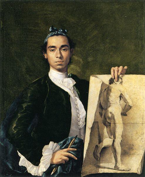 Luis Egidio Melendez portrait Holding an Academic Study Spain oil painting art
